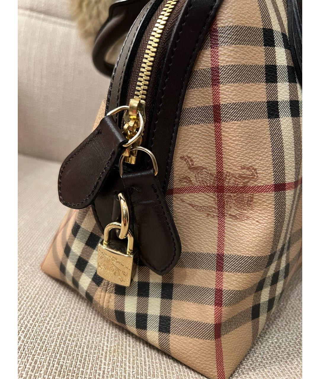 BURBERRY Бежевая кожаная сумка с короткими ручками, фото 5