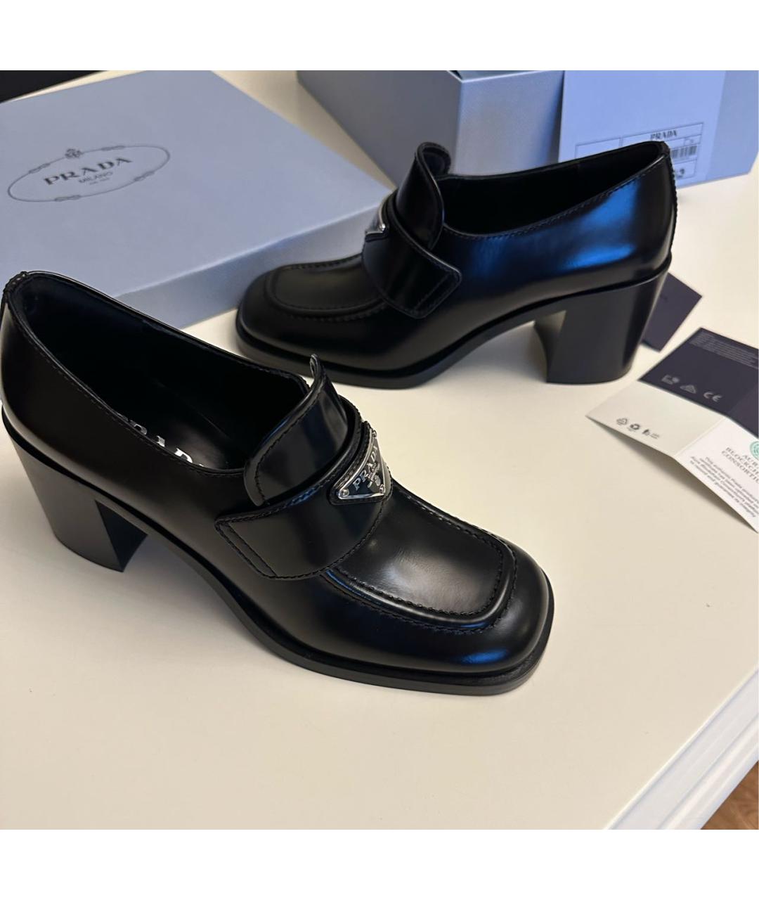 PRADA Черные кожаные лоферы, фото 4