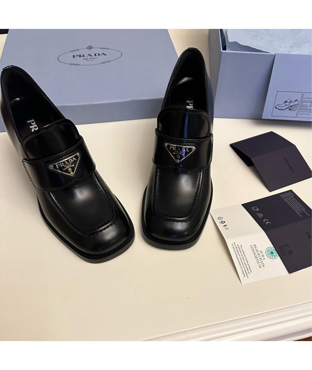 PRADA Черные кожаные лоферы, фото 5
