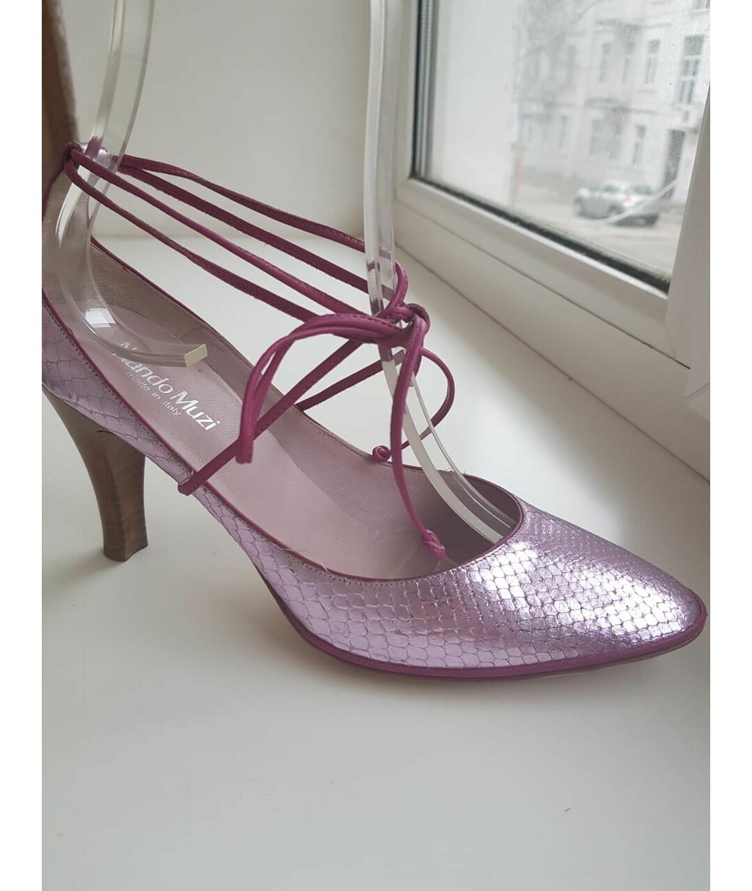 NANDO MUZI Розовые туфли из экзотической кожи, фото 4