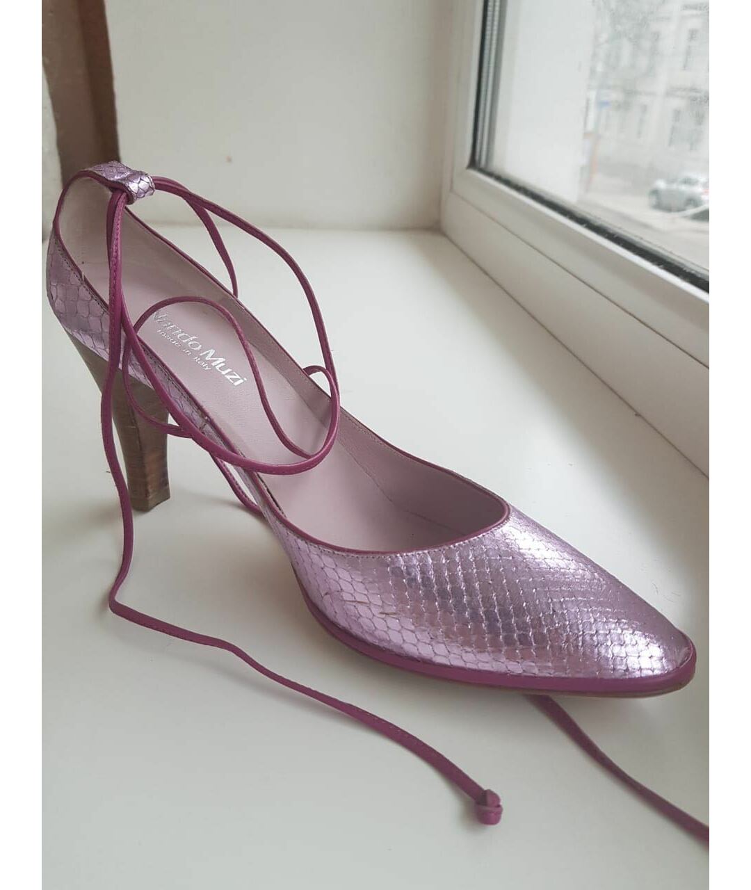 NANDO MUZI Розовые туфли из экзотической кожи, фото 6