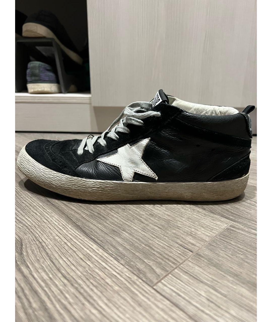 GOLDEN GOOSE DELUXE BRAND Черные кожаные высокие кроссовки / кеды, фото 3