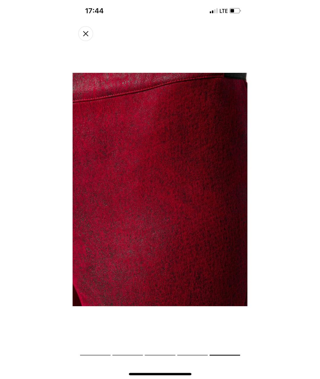 ANN DEMEULEMEESTER Красные кожаные брюки узкие, фото 5