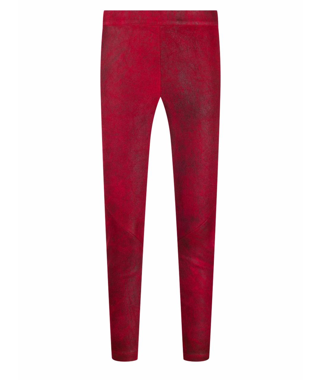 ANN DEMEULEMEESTER Красные кожаные брюки узкие, фото 1