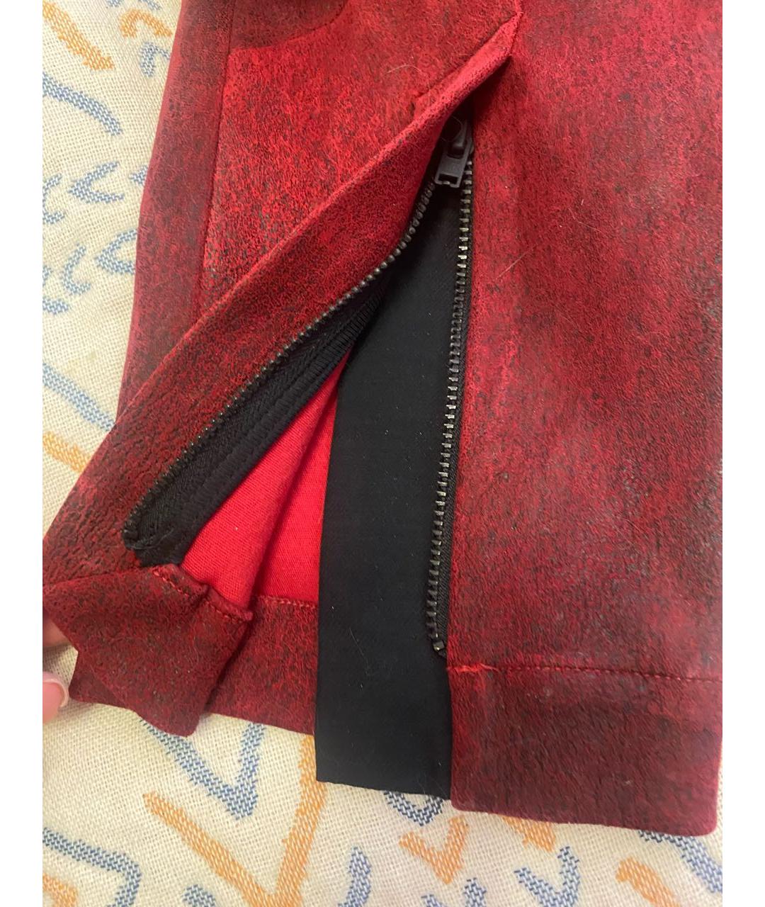 ANN DEMEULEMEESTER Красные кожаные брюки узкие, фото 7