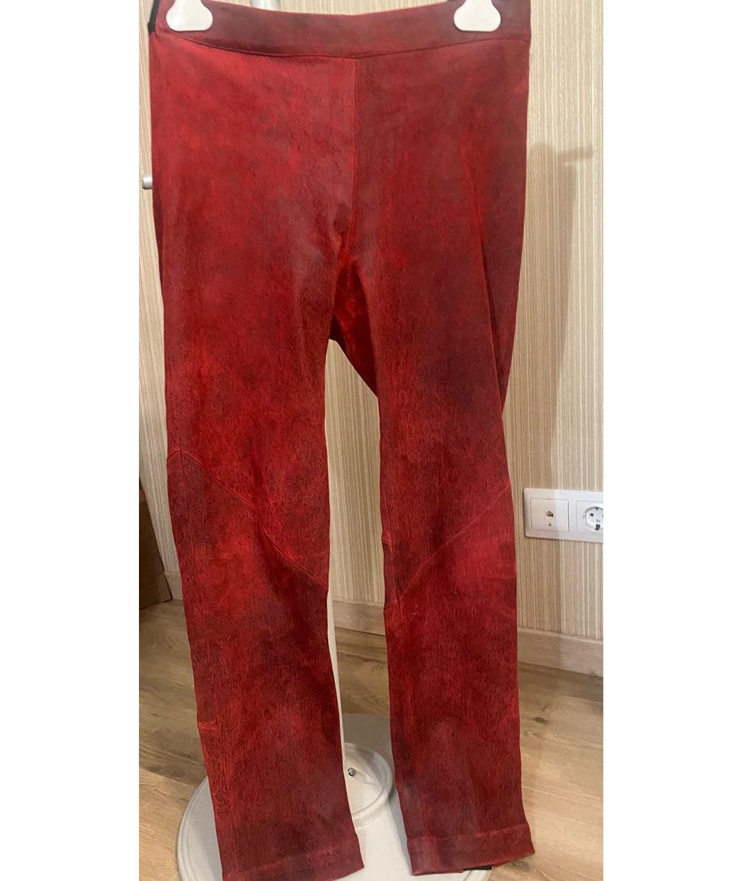 ANN DEMEULEMEESTER Красные кожаные брюки узкие, фото 6