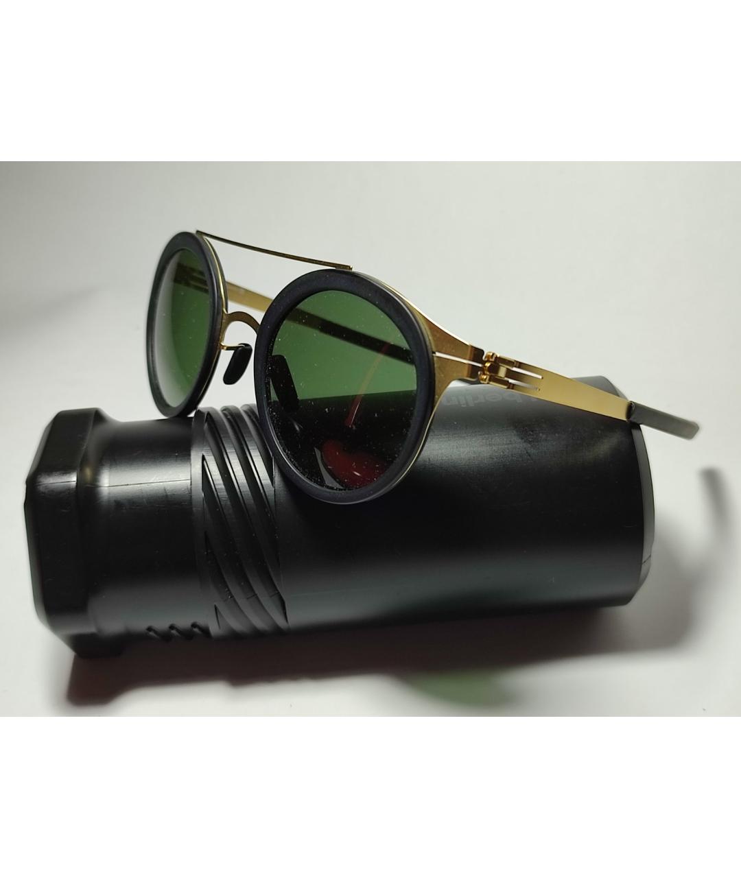 ICBERLIN Золотые металлические солнцезащитные очки, фото 2