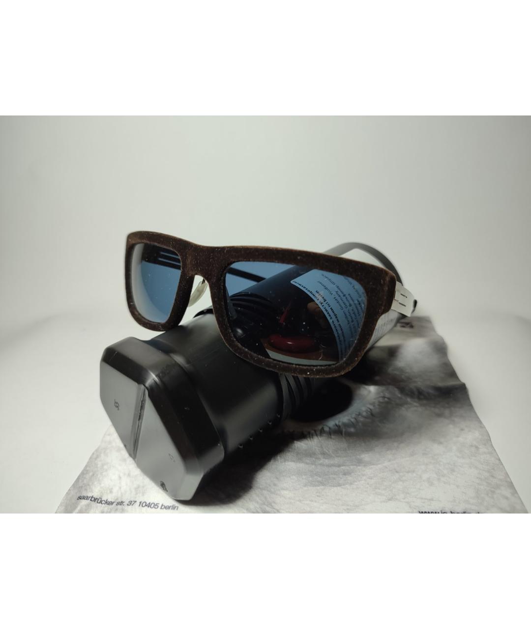 ICBERLIN Коричневые металлические солнцезащитные очки, фото 7
