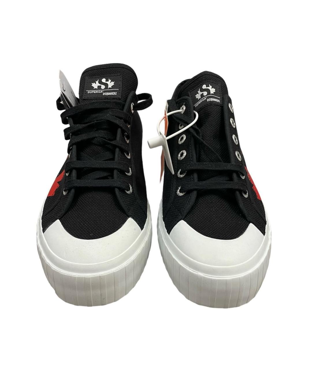 DSQUARED2 Черные текстильные низкие кроссовки / кеды, фото 2