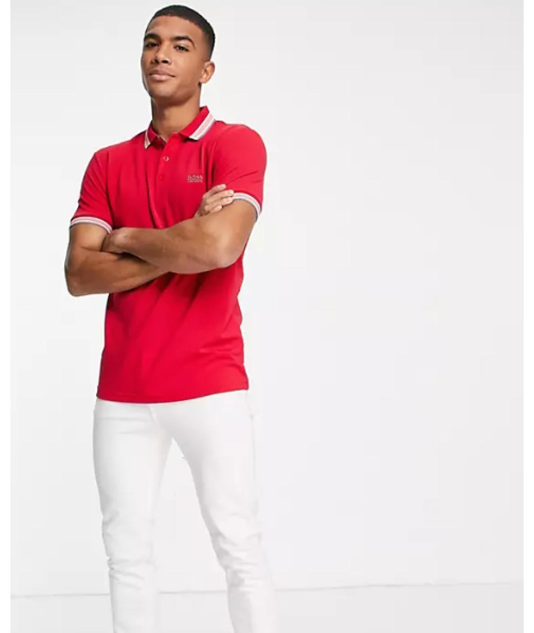 HUGO BOSS Красное хлопковое поло с коротким рукавом, фото 4