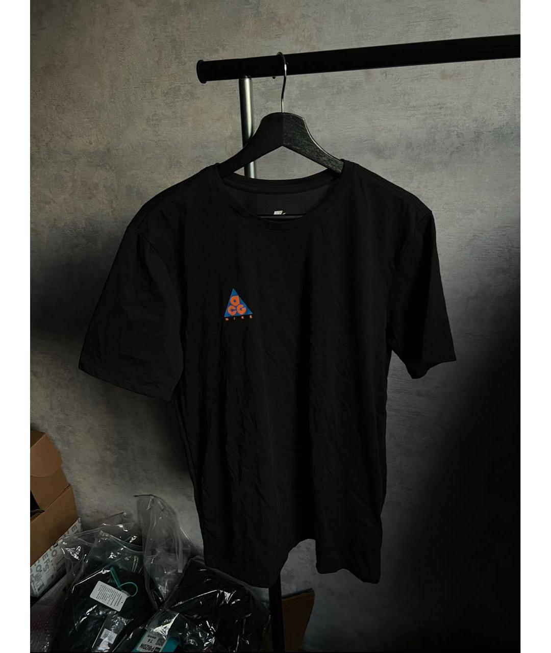 NIKE Черная хлопко-полиэстеровая футболка, фото 2