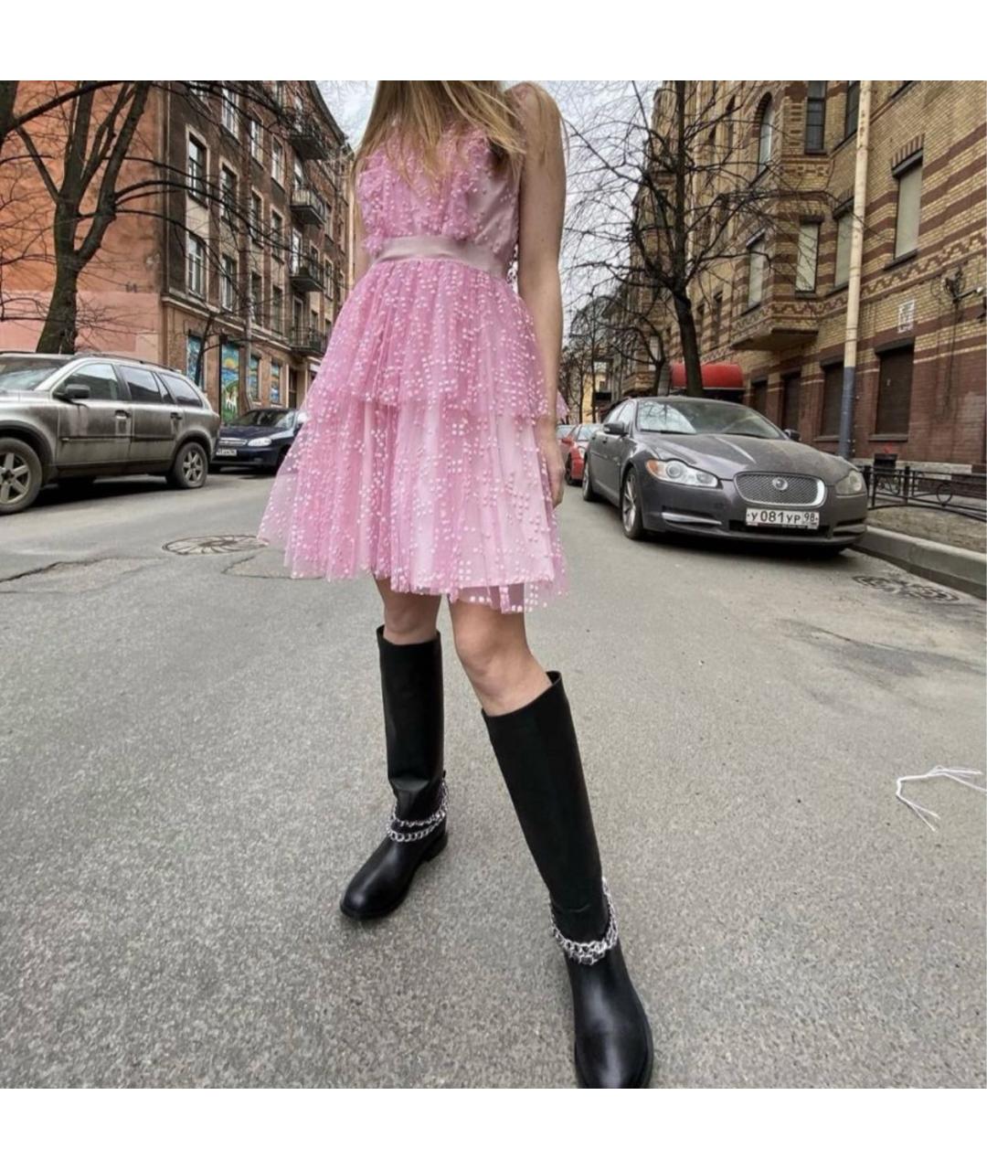SI-JAY Розовое полиамидовое коктейльное платье, фото 8