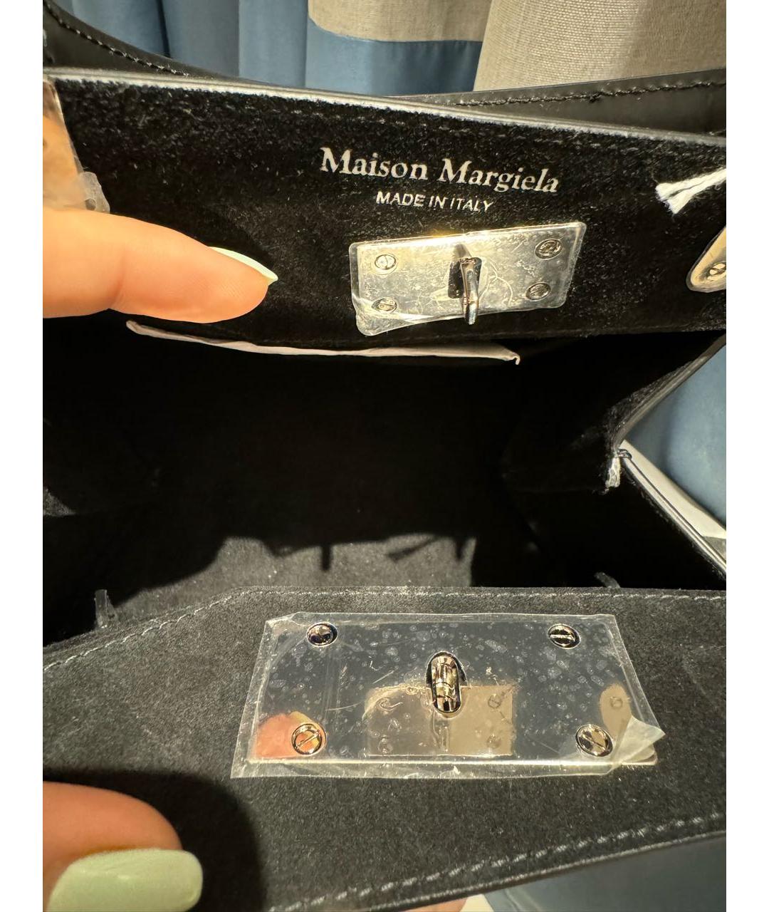 MAISON MARGIELA Черная кожаная сумка через плечо, фото 4