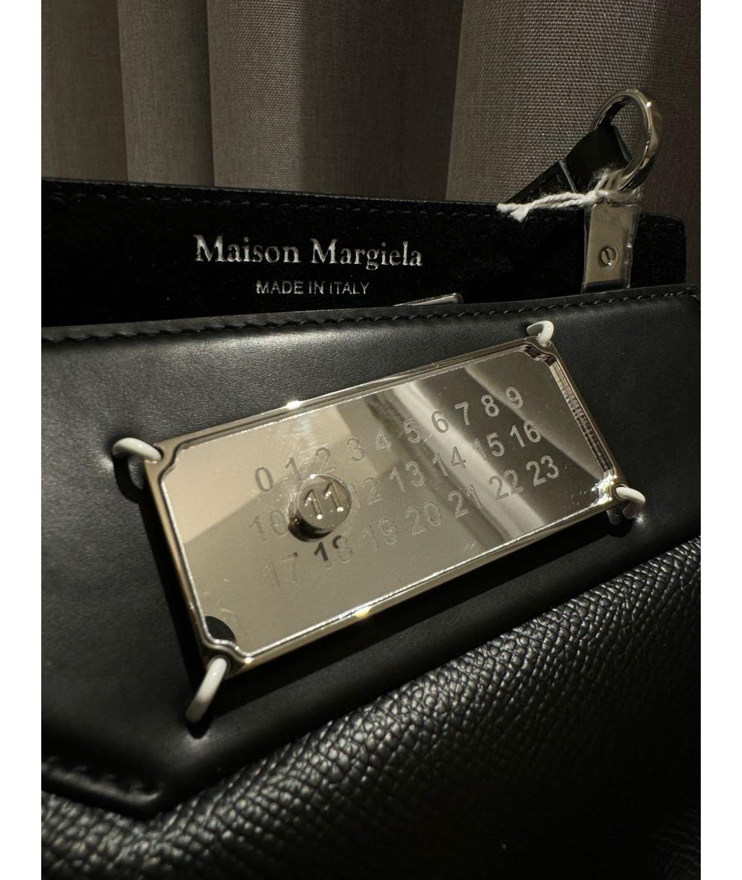 MAISON MARGIELA Черная кожаная сумка через плечо, фото 7