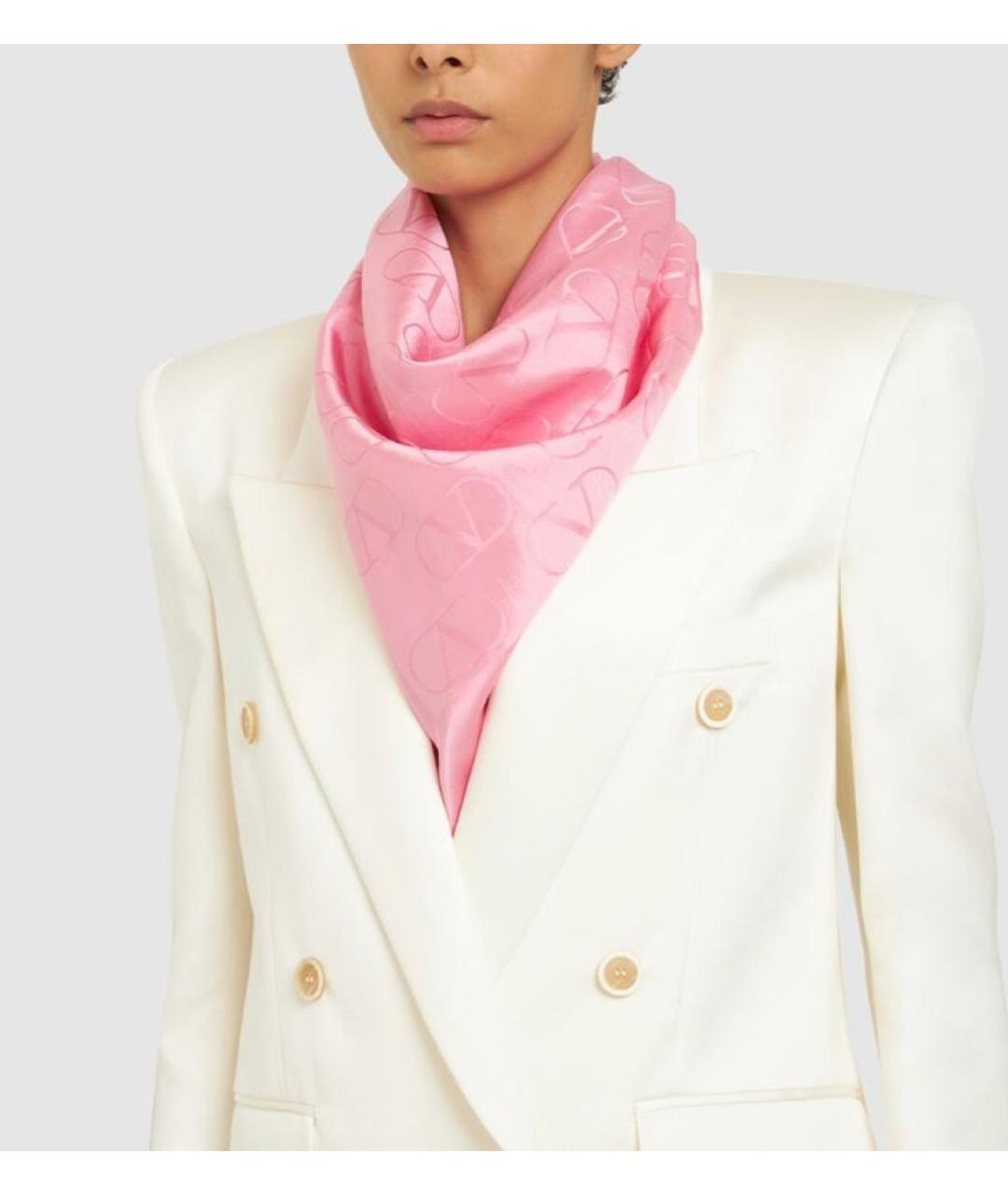 VALENTINO Розовый хлопковый платок, фото 2