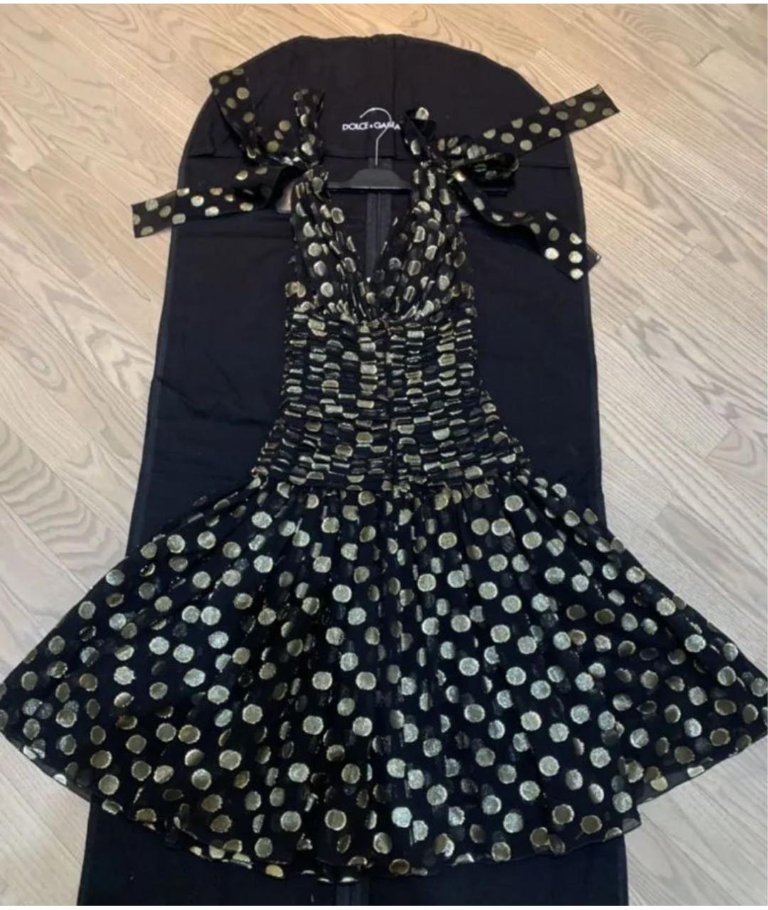DOLCE&GABBANA Черное шелковое коктейльное платье, фото 2