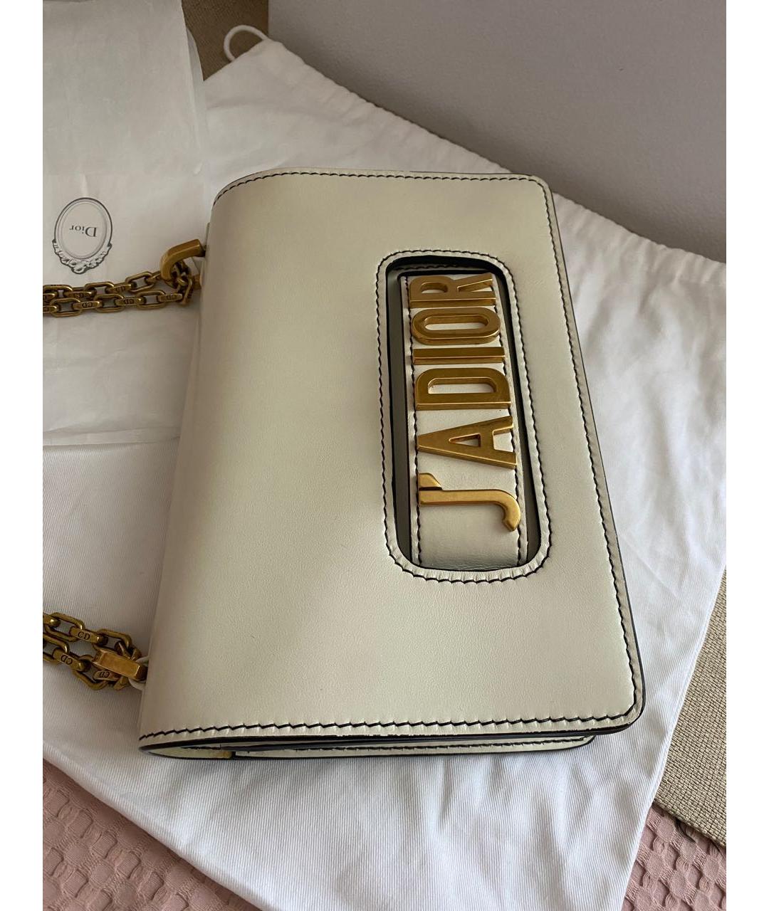 CHRISTIAN DIOR Белая кожаная сумка через плечо, фото 6