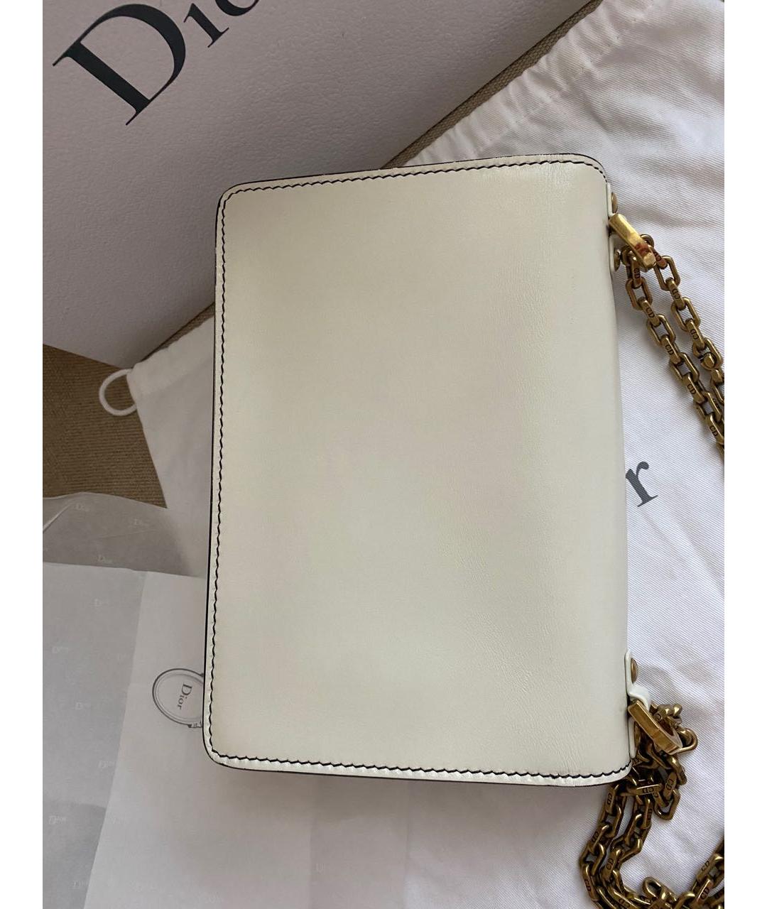 CHRISTIAN DIOR Белая кожаная сумка через плечо, фото 4