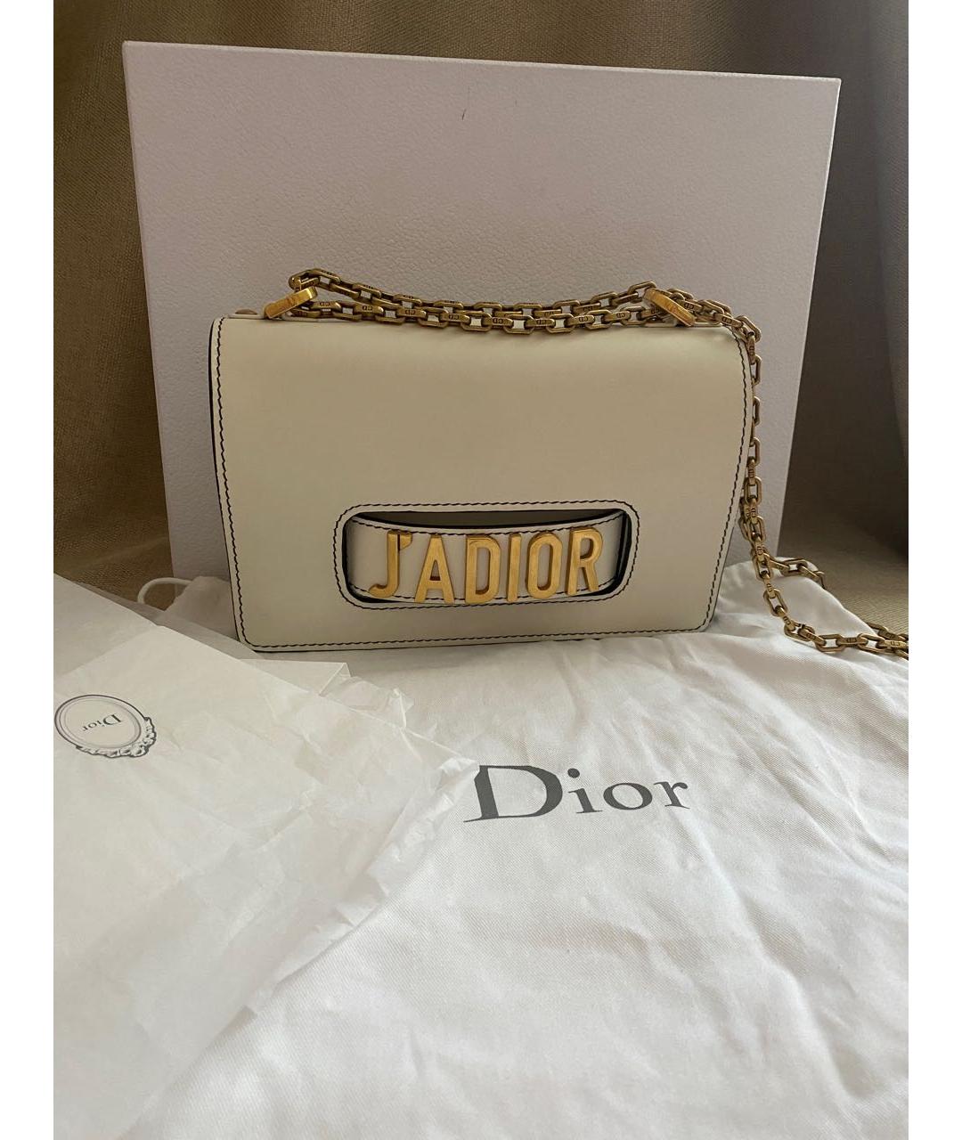 CHRISTIAN DIOR Белая кожаная сумка через плечо, фото 2
