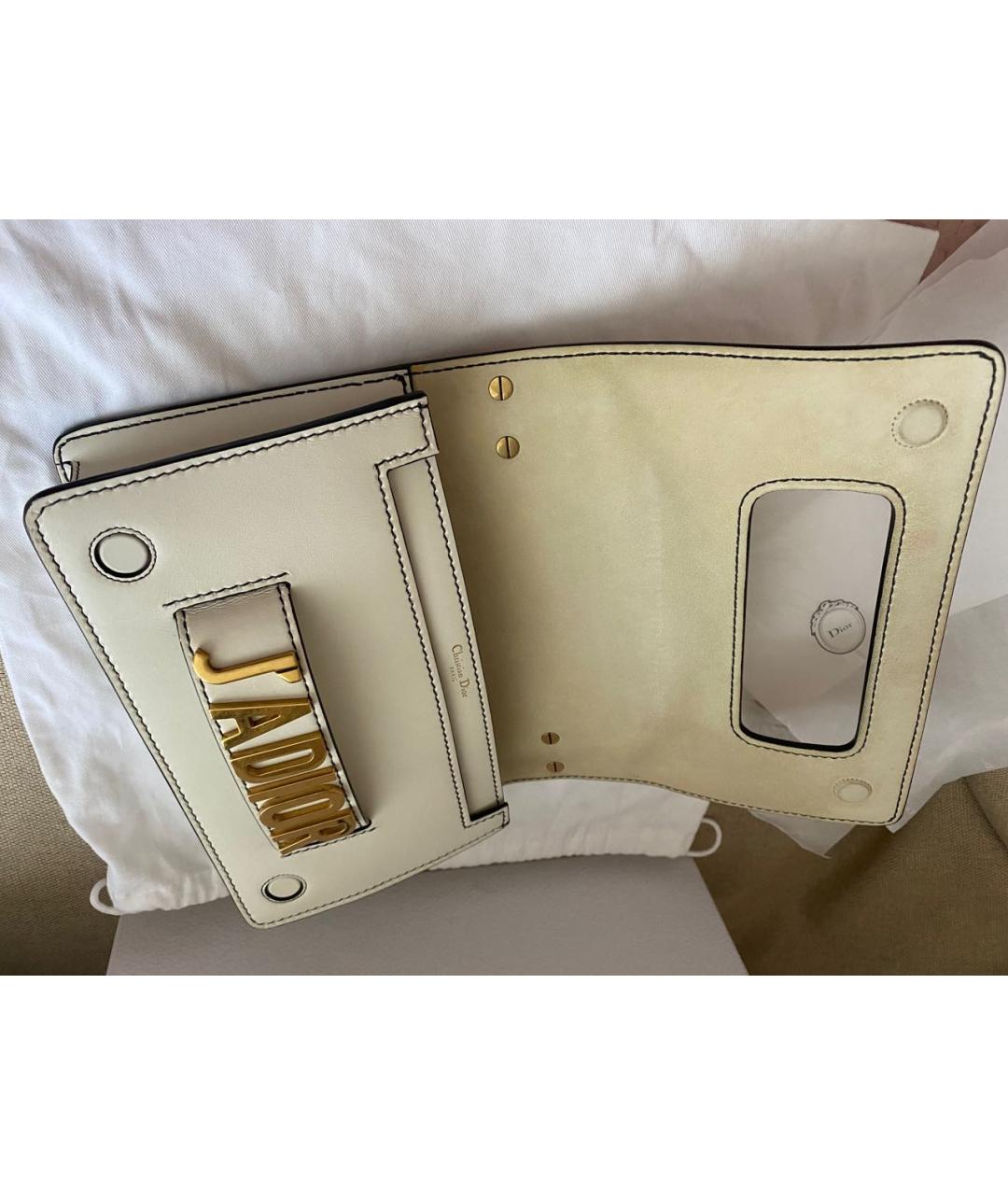 CHRISTIAN DIOR Белая кожаная сумка через плечо, фото 3