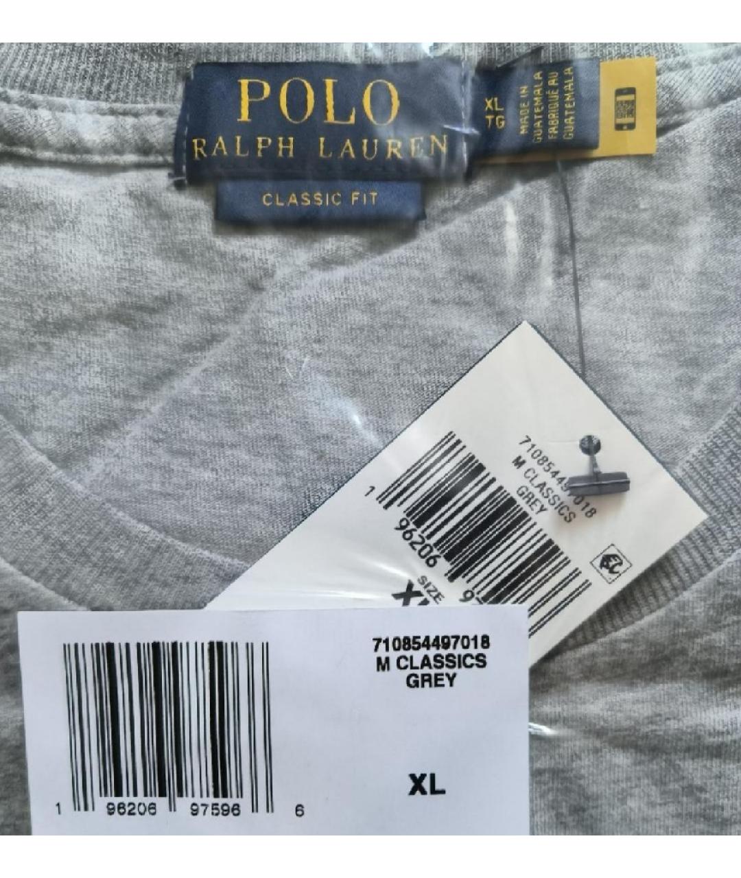 POLO RALPH LAUREN Серая хлопковая футболка, фото 4