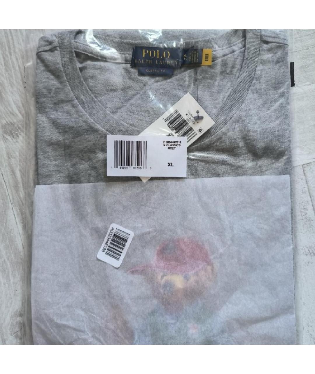 POLO RALPH LAUREN Серая хлопковая футболка, фото 5