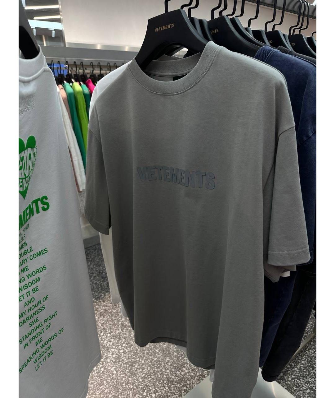 VETEMENTS Антрацитовая хлопковая футболка, фото 3