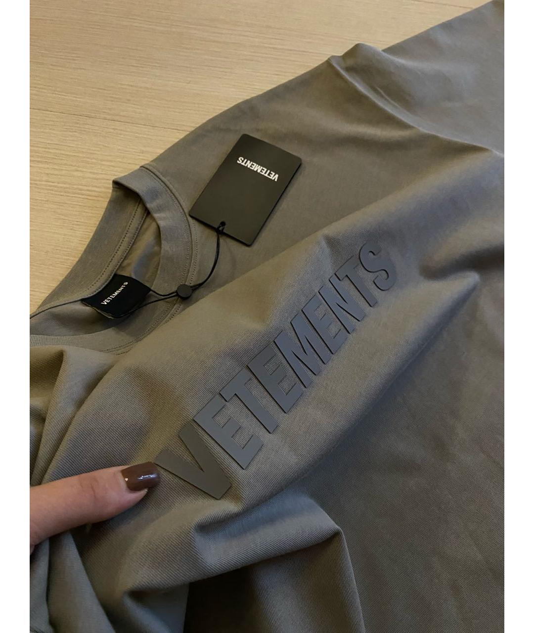 VETEMENTS Антрацитовая хлопковая футболка, фото 6