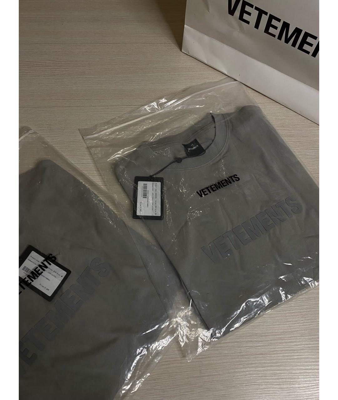 VETEMENTS Антрацитовая хлопковая футболка, фото 5