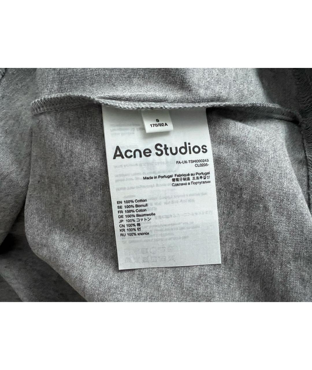 ACNE STUDIOS Серая хлопковая футболка, фото 7