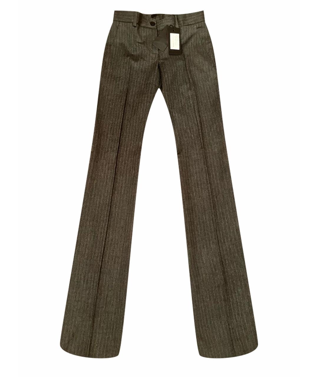 PINKO Серые шерстяные прямые брюки, фото 1