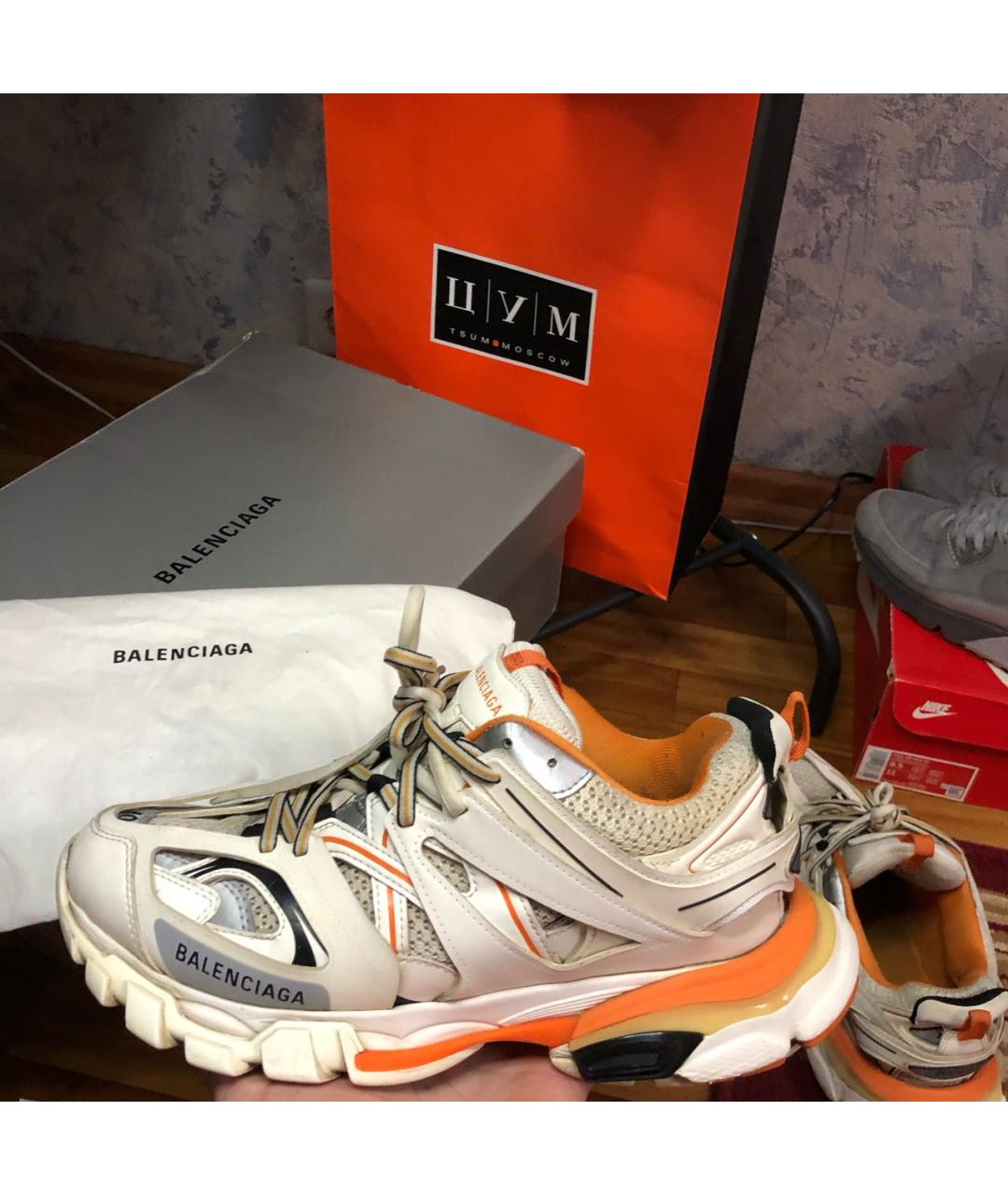BALENCIAGA Белые кожаные кроссовки, фото 6
