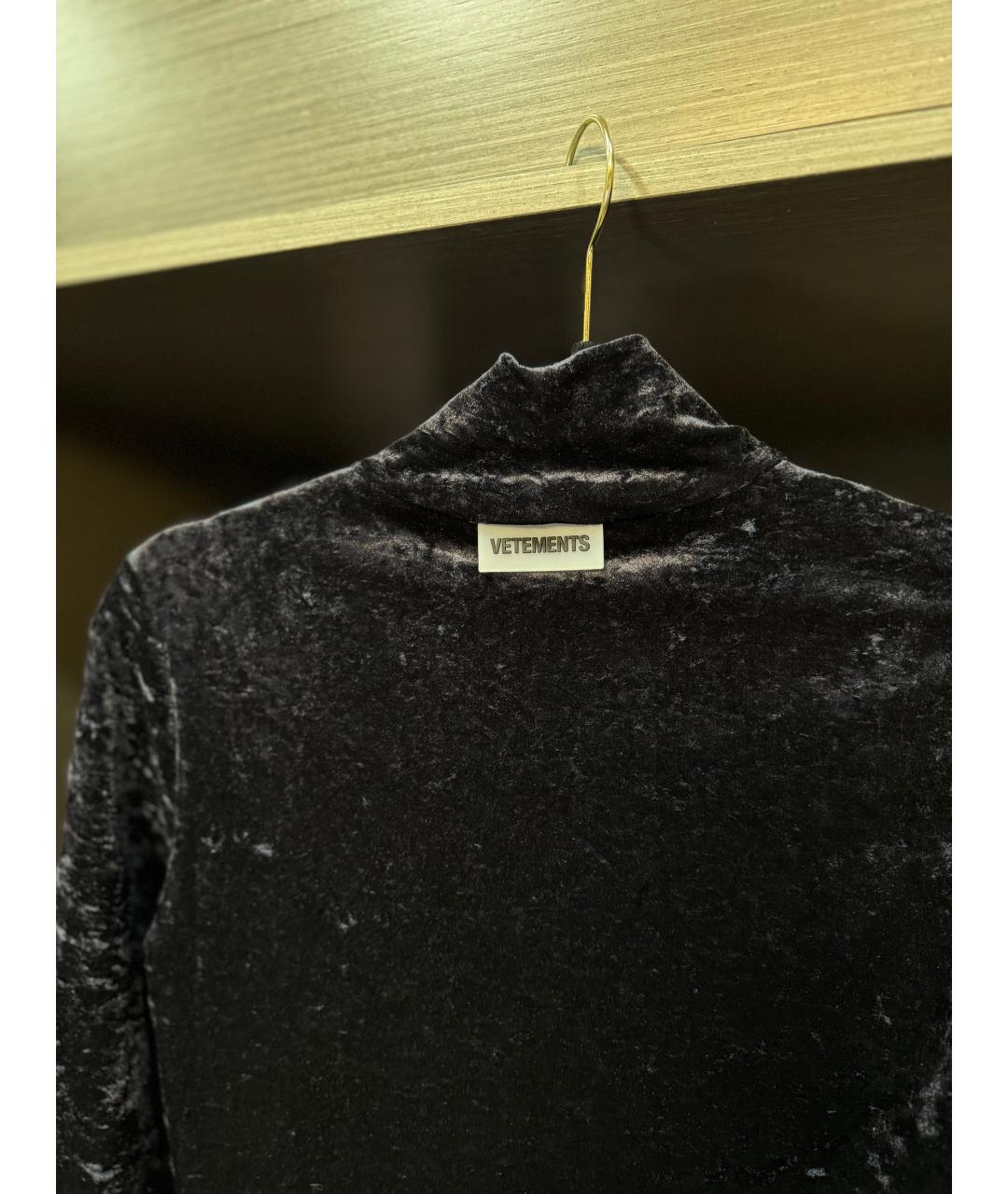 VETEMENTS Темно-синее велюровое коктейльное платье, фото 3