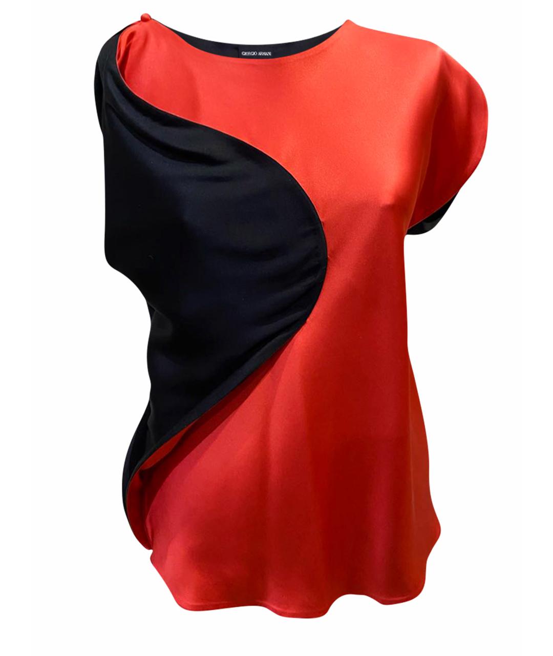 GIORGIO ARMANI Красная шелковая блузы, фото 1