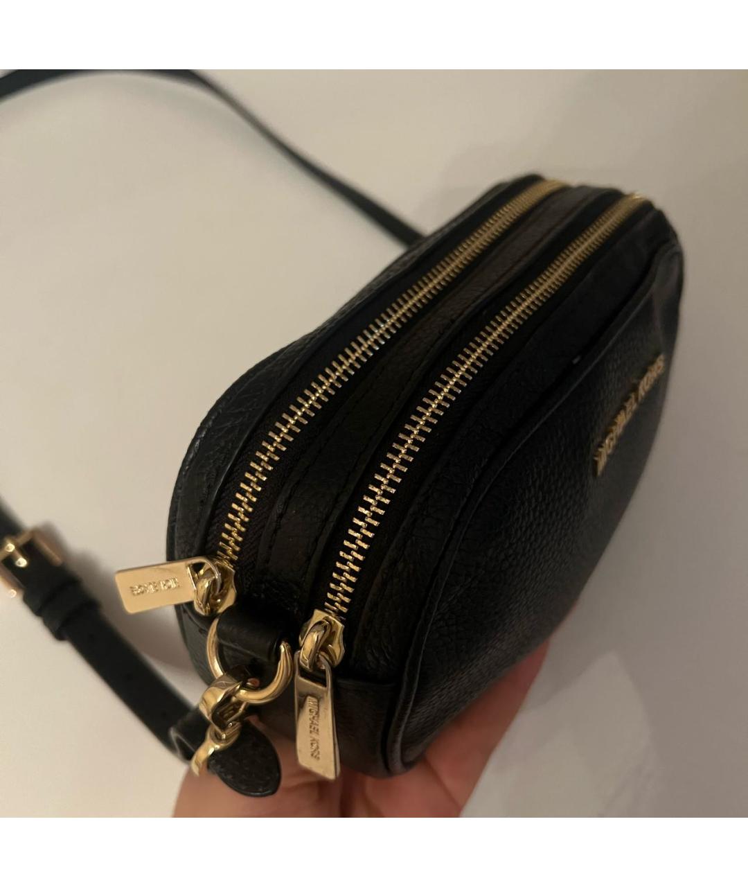MICHAEL KORS Черная кожаная сумка через плечо, фото 2