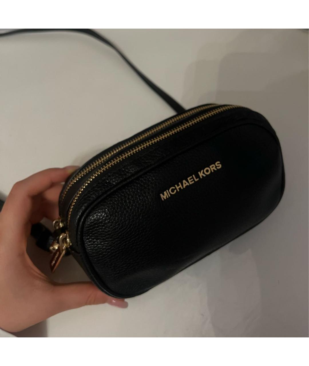 MICHAEL KORS Черная кожаная сумка через плечо, фото 5