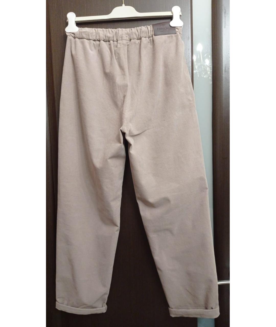 PANICALE Бежевые бархатные брюки широкие, фото 2