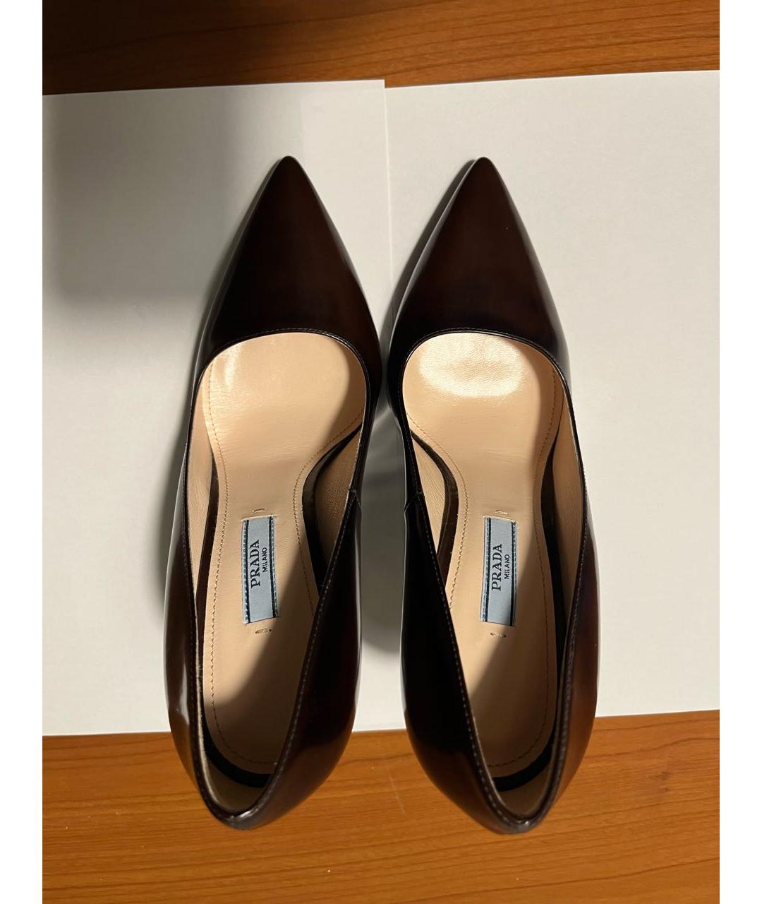 PRADA Коричневые кожаные туфли, фото 3