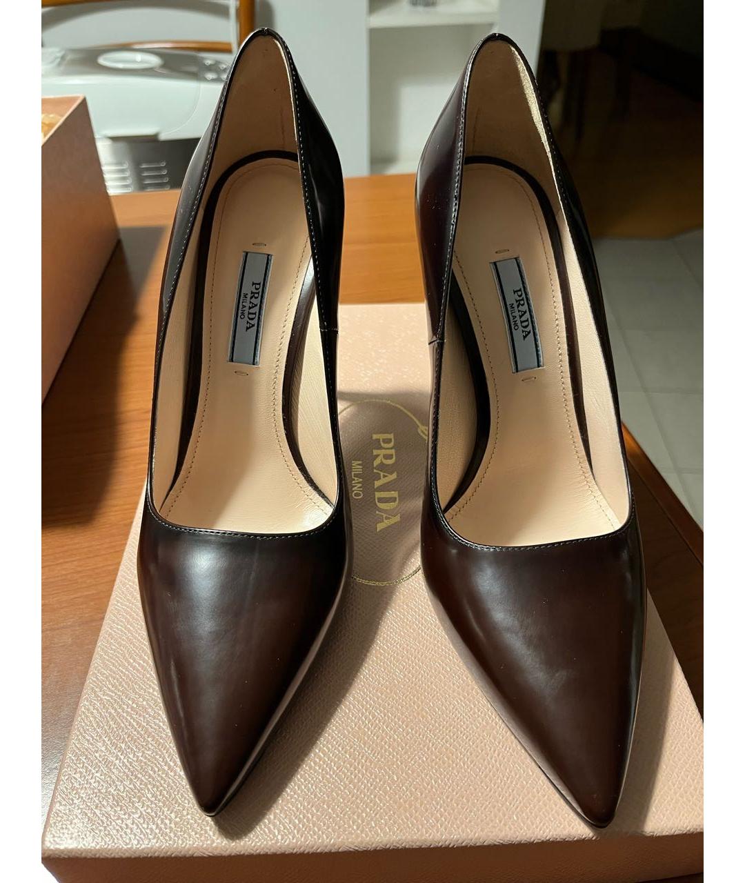 PRADA Коричневые кожаные туфли, фото 6