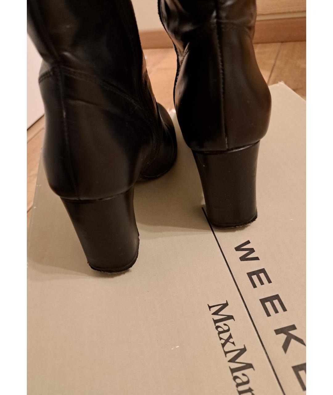 WEEKEND MAX MARA Черные кожаные сапоги, фото 4