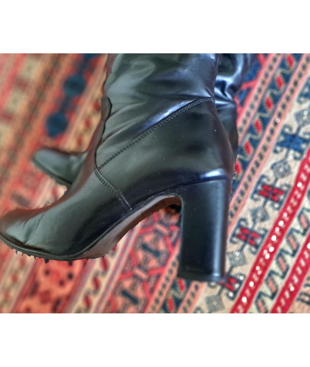 WEEKEND MAX MARA Черные кожаные сапоги, фото 4