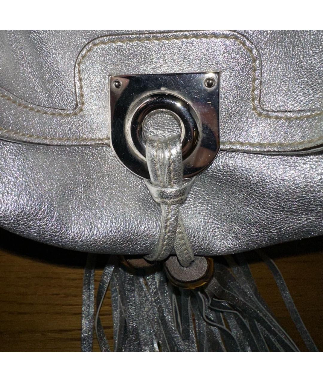 GUCCI Серебряная кожаная сумка через плечо, фото 6