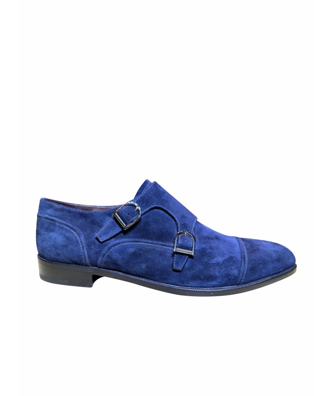 ERMENEGILDO ZEGNA Темно-синие бархатные туфли, фото 1