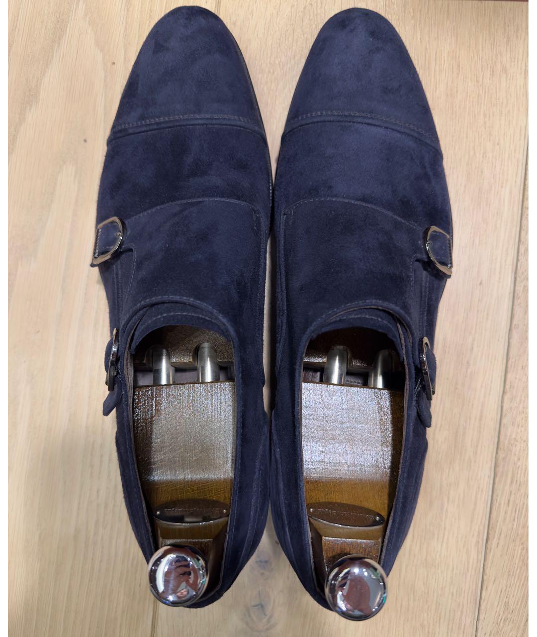 ERMENEGILDO ZEGNA Темно-синие бархатные туфли, фото 3