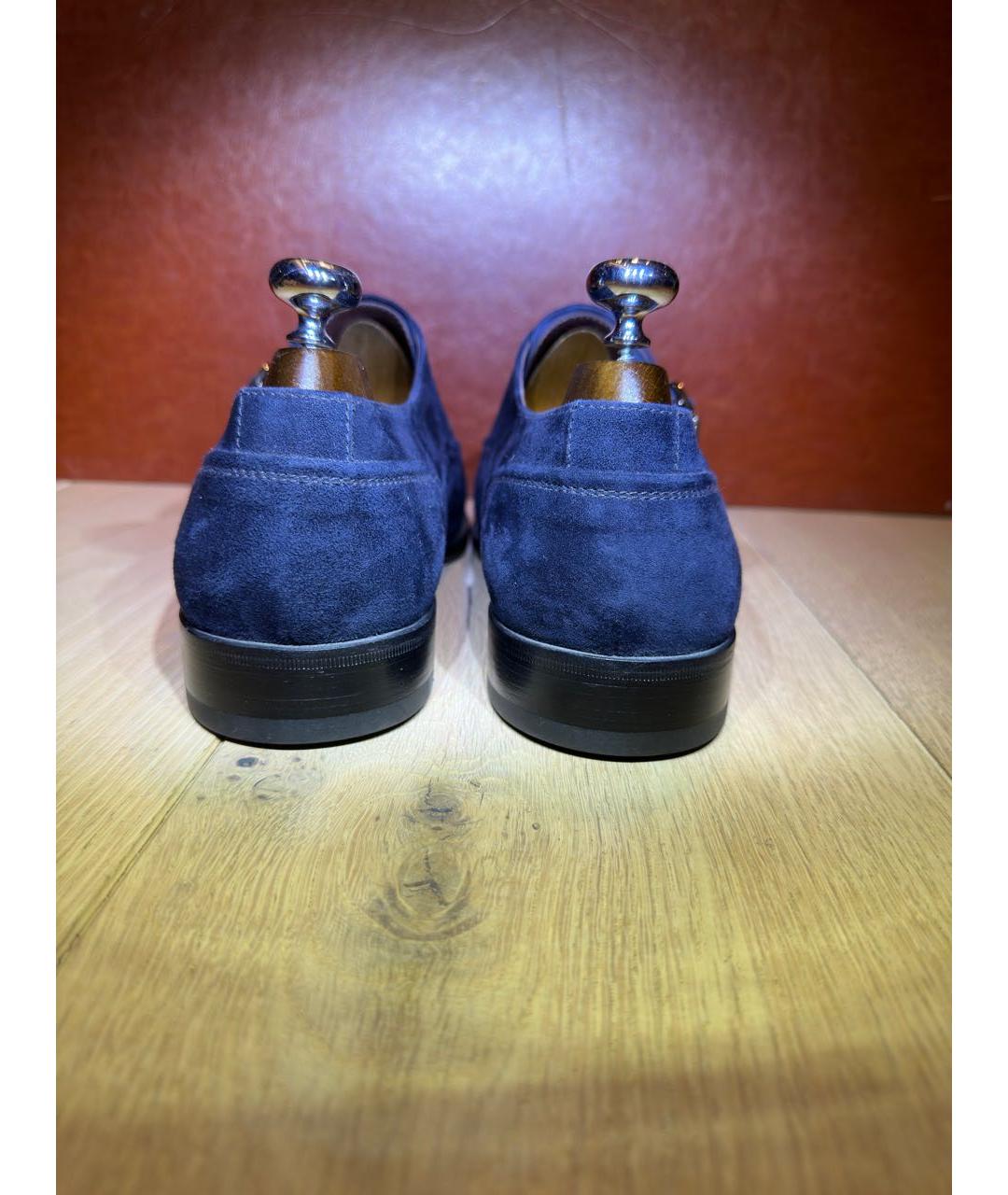 ERMENEGILDO ZEGNA Темно-синие бархатные туфли, фото 4