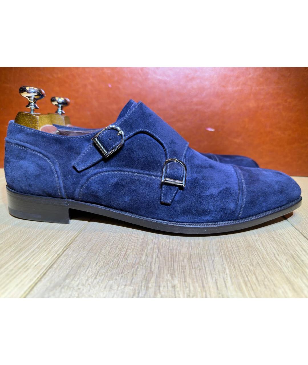ERMENEGILDO ZEGNA Темно-синие бархатные туфли, фото 6