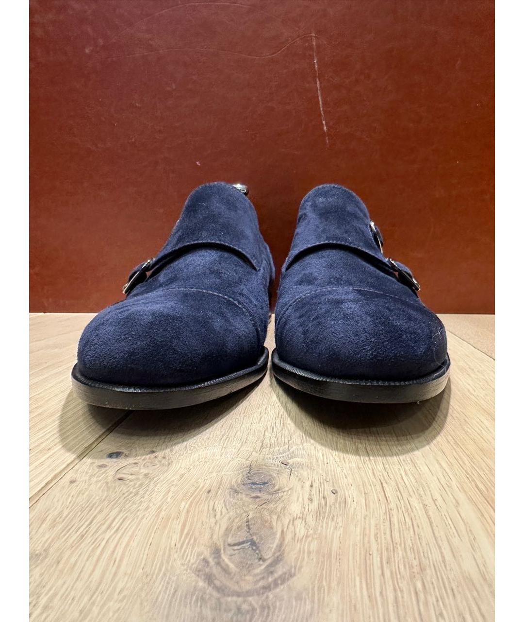 ERMENEGILDO ZEGNA Темно-синие бархатные туфли, фото 2
