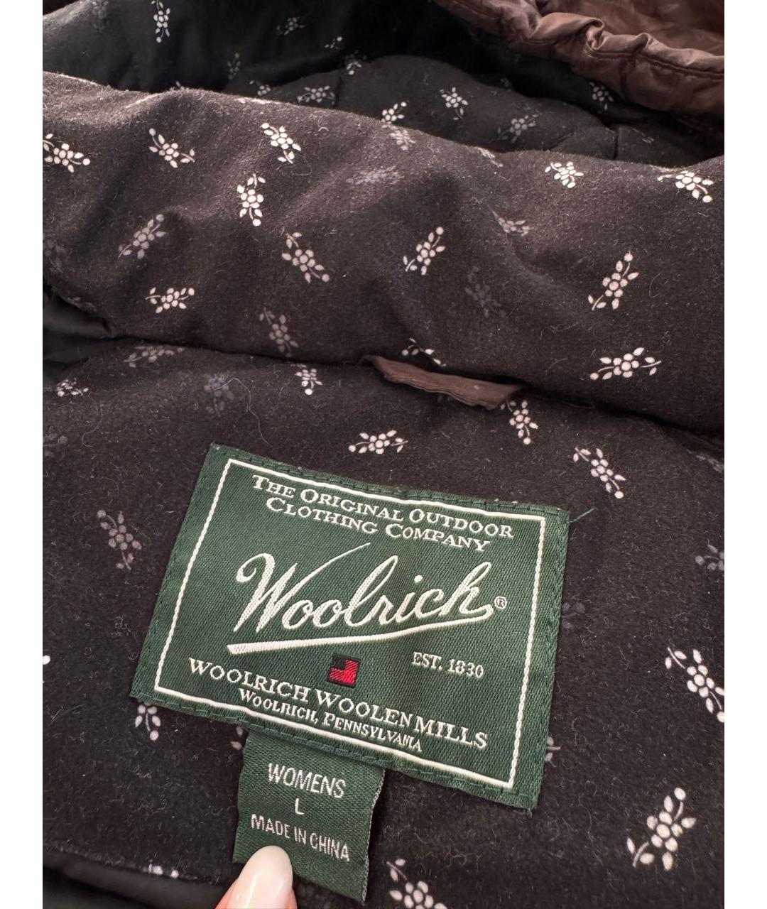 WOOLRICH Коричневый полиэстеровый пуховик, фото 3