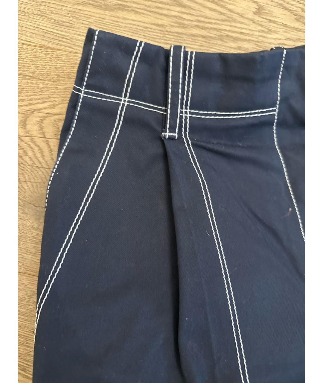ALEXANDER MCQUEEN Темно-синие хлопковые брюки широкие, фото 4