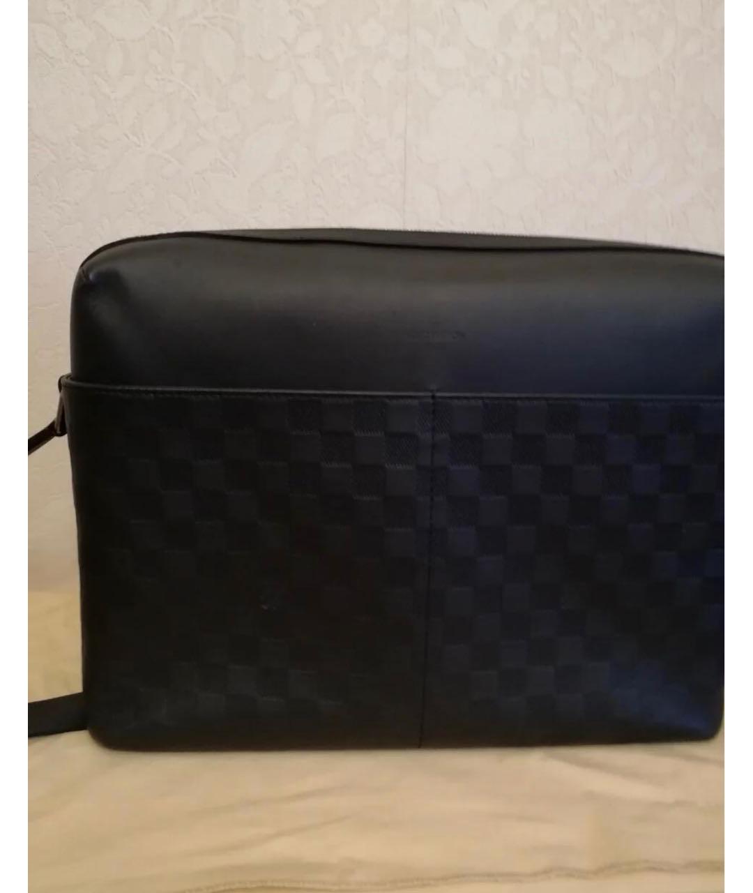 LOUIS VUITTON Черная кожаная сумка на плечо, фото 3